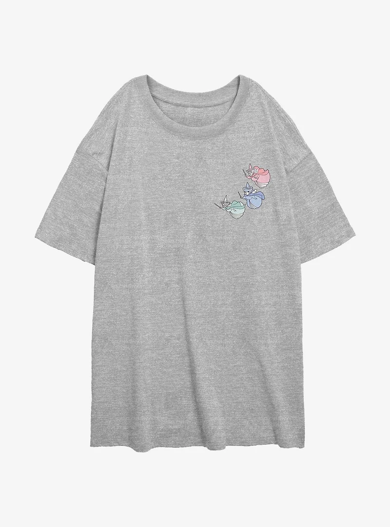Disney Sleeping Beauty Fairy Trio Pocket Womens Oversized T-Shirt