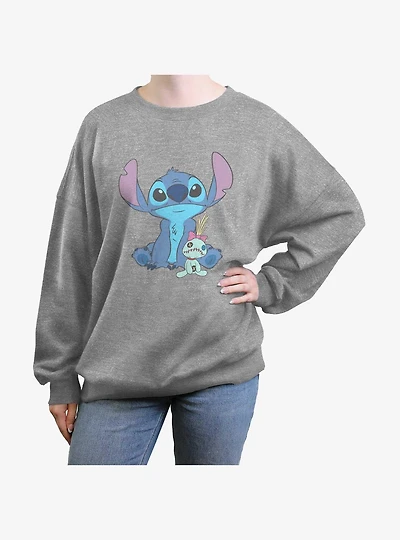Disney Lilo & Stitch And Scrump Sit Womens Oversized Sweatshirt