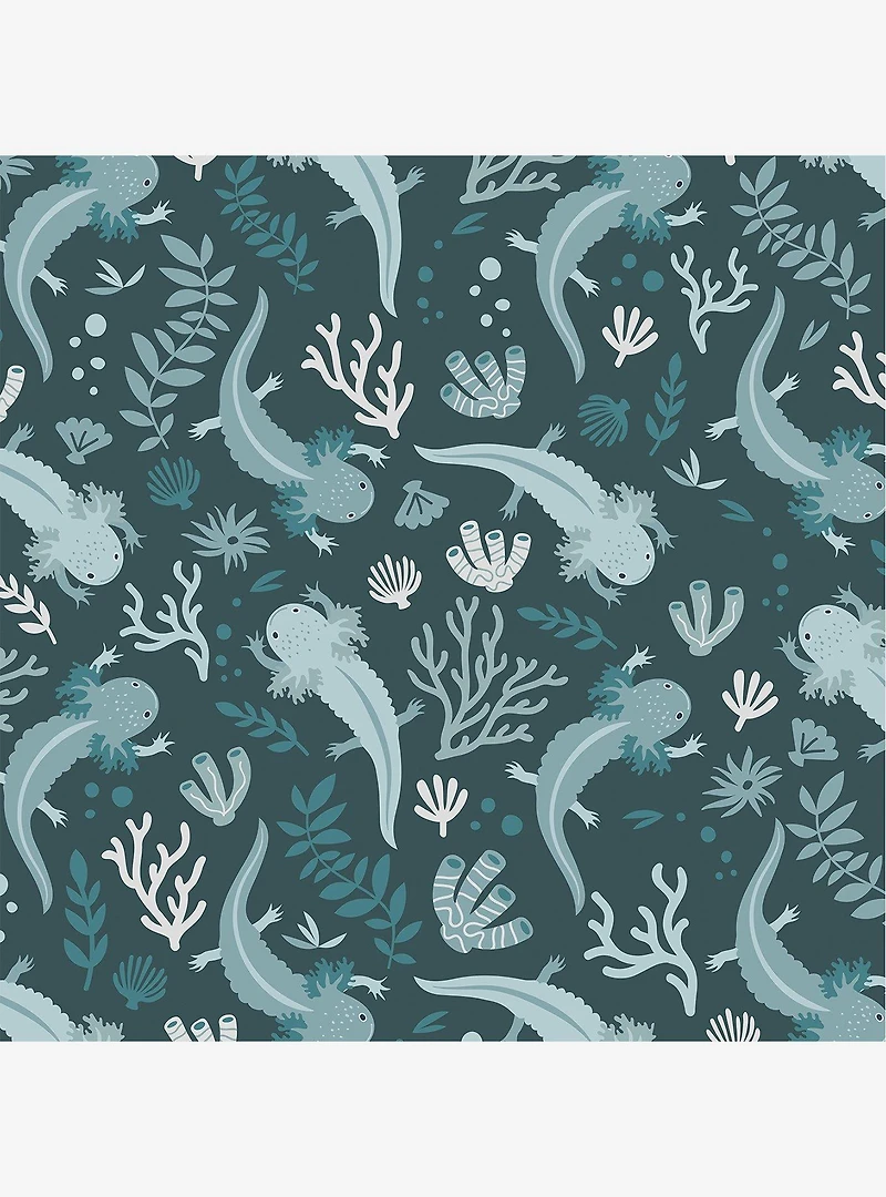 Axolotl Blue Underwater Garden Peel & Stick Wallpaper