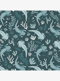 Axolotl Blue Underwater Garden Peel & Stick Wallpaper