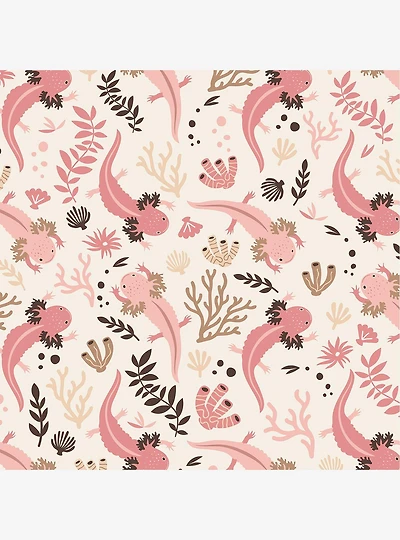 Axolotl Pink Underwater Garden Peel & Stick Wallpaper