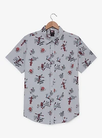 Marvel Spider-Man Doodle Icons Allover Print Woven Button-Up