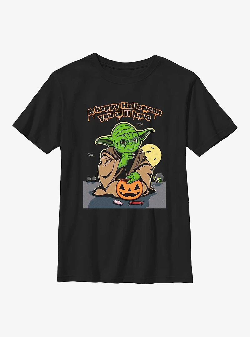 Star Wars Yoda Happy Halloween Youth T-Shirt