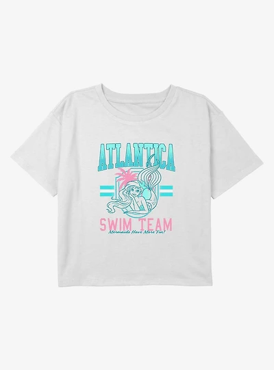 The Little Mermaid Ariel Swim Team Youth Girls Boxy Crop T-Shirt