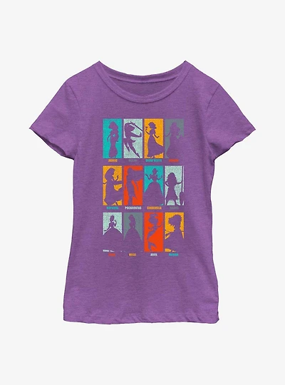 Disney Princesses Princess Silhouette Panels Youth Girls T-Shirt