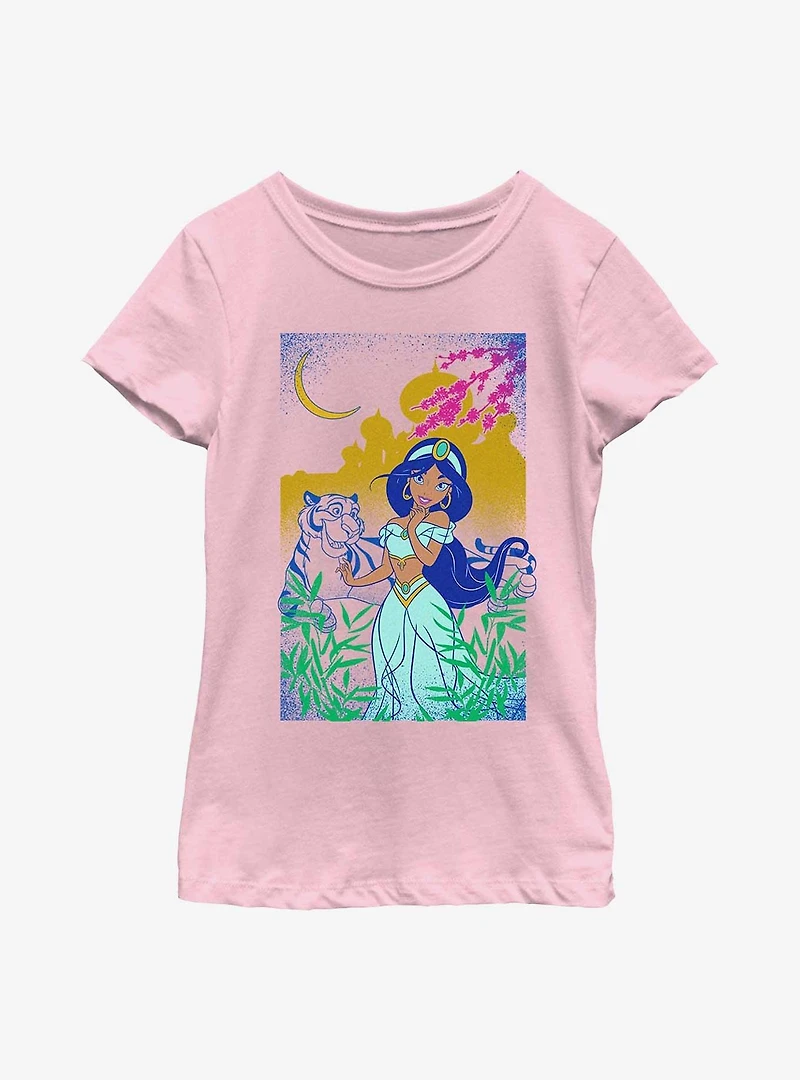 Disney Princesses Jasmine Rajah Block Print Youth Girls T-Shirt