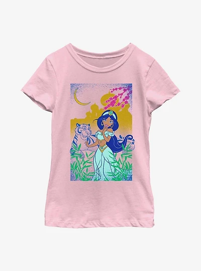 Disney Princesses Jasmine Rajah Block Print Youth Girls T-Shirt