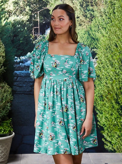 Disney Mulan Icons Allover Print Smock Dress - BoxLunch Exclusive