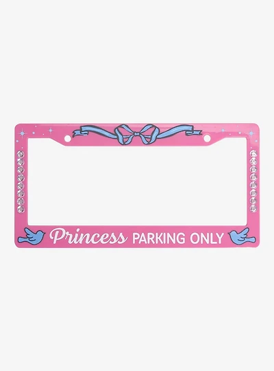 Princess Parking Only Rhinestone License Plate Frame