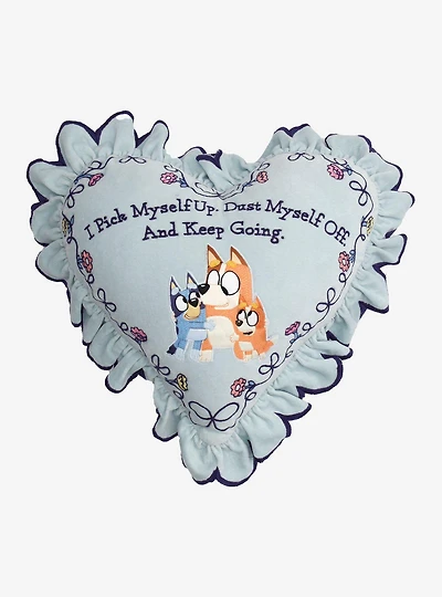 Bluey Chilli, Bingo, & Bluey Quote Heart-Shaped Pillow - BoxLunch Exclusive