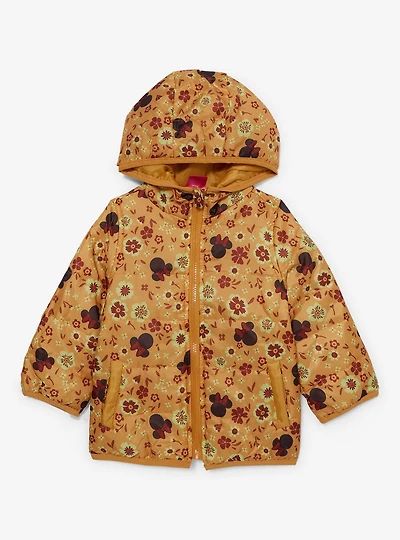 Disney Minnie Mouse Yellow Floral Toddler Puffed Windbreaker