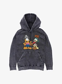 Garfield And Odie Trick Or Treat Halloween Mineral Wash Hoodie