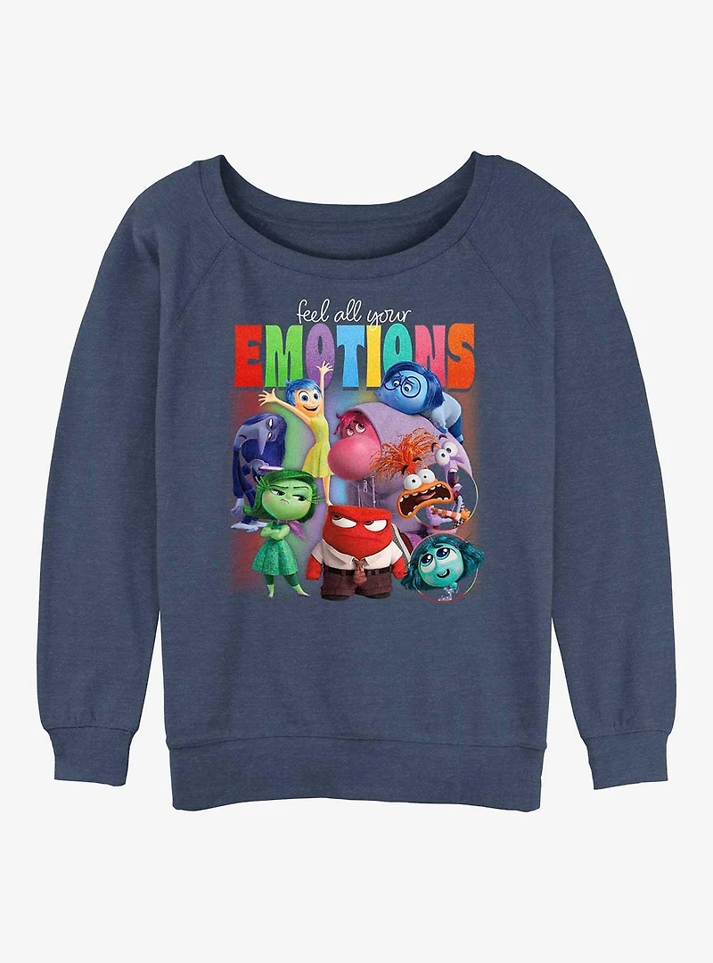 Disney Pixar Inside Out Feel Your Emotions Womens Slouchy Sweatshirt