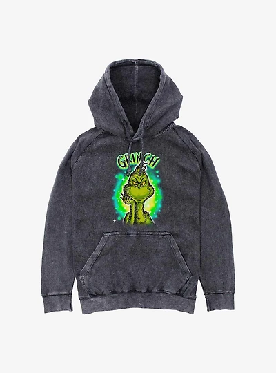 Dr Seuss Brushy Grinch Mineral Wash Hoodie