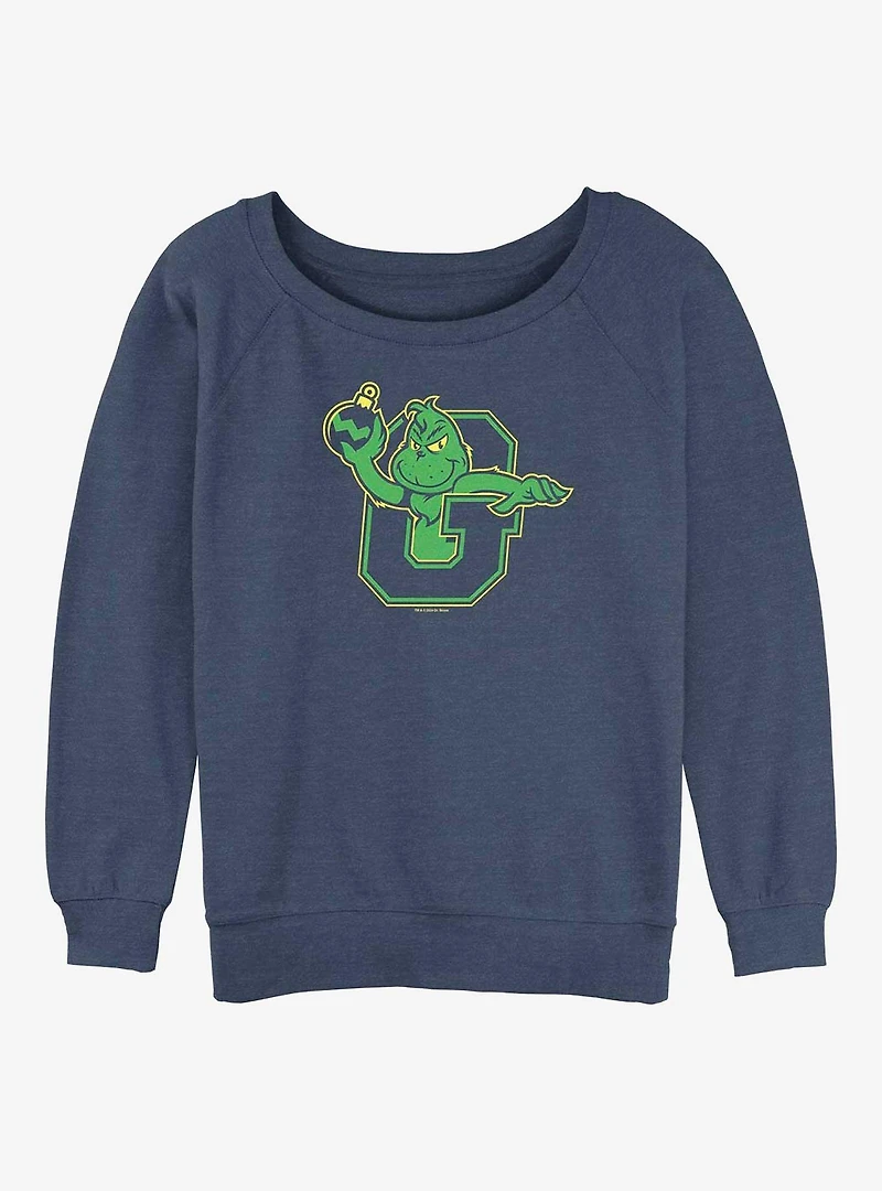 Dr Seuss Collegiate Grinch Womens Slouchy Sweatshirt