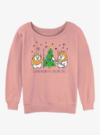 Star Wars Ewokin Around Xmas Tree Womens Slouchy Sweatshirt