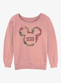 Mickey Mouse Sister Xmas Ears Womens Slouchy Sweatshirt
