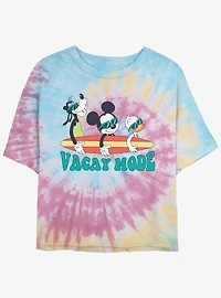 Disney Mickey Mouse Vacay Mode Pals Womens Tie-Dye Crop T-Shirt