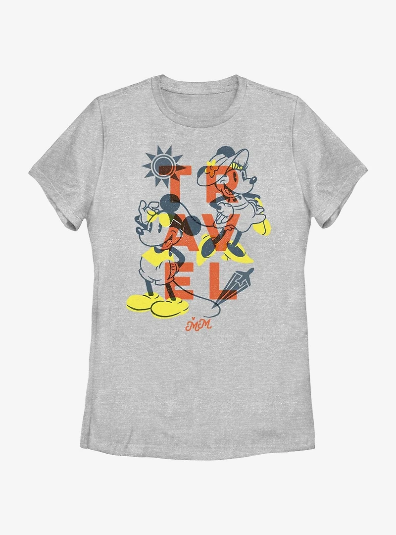 Disney Mickey Mouse With Minnie Travel Mood Womens T-Shirt