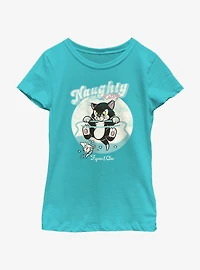 Disney Pinocchio Naughty Figaro & Cleo Youth Girls T-Shirt