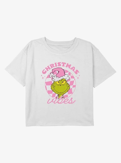 Dr Seuss Christmas Santa Vibes Youth Girls Boxy Crop T-Shirt