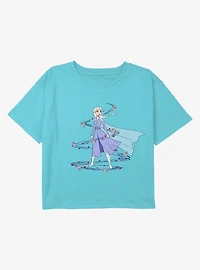 Frozen 2 Wind Youth Girls Boxy Crop T-Shirt