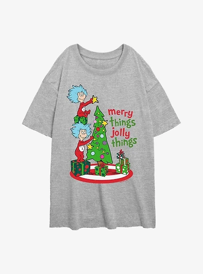 Dr Seuss Merry Things Jolly Womens Oversized T-Shirt