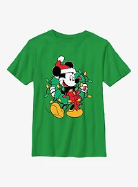 Mickey Mouse Santa Wreath Youth T-Shirt