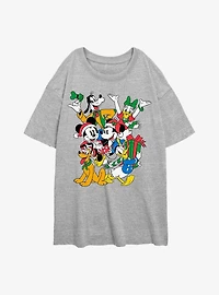Mickey Mouse Holiday Crew Womens Oversized T-Shirt