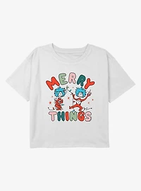 Dr Seuss Merry Things Decorate Youth Girls Boxy Crop T-Shirt