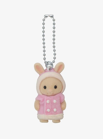 Calico Critters Fluffy Parka Milk Rabbit Baby Flocked Keychain