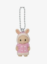 Calico Critters Fluffy Parka Milk Rabbit Baby Flocked Keychain
