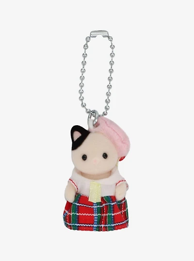 Calico Critters School Girl Tuxedo Cat Baby Flocked 3D Keychain