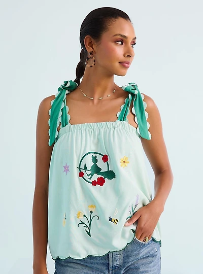 Studio Ghibli® Kiki's Delivery Service Embroidered Floral Logo Women's Tank