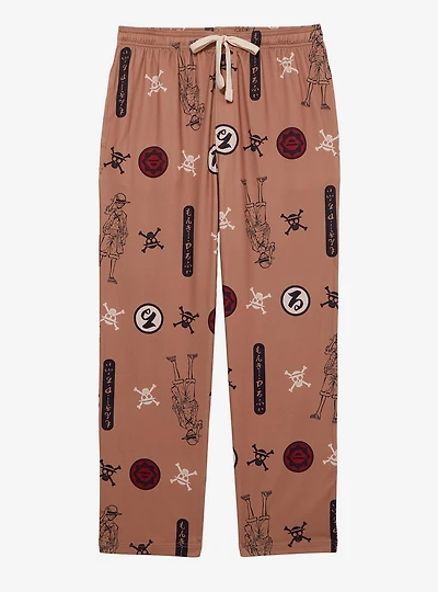 One Piece Monkey D. Luffy Icons Allover Print Sleep Pants - BoxLunch Exclusive
