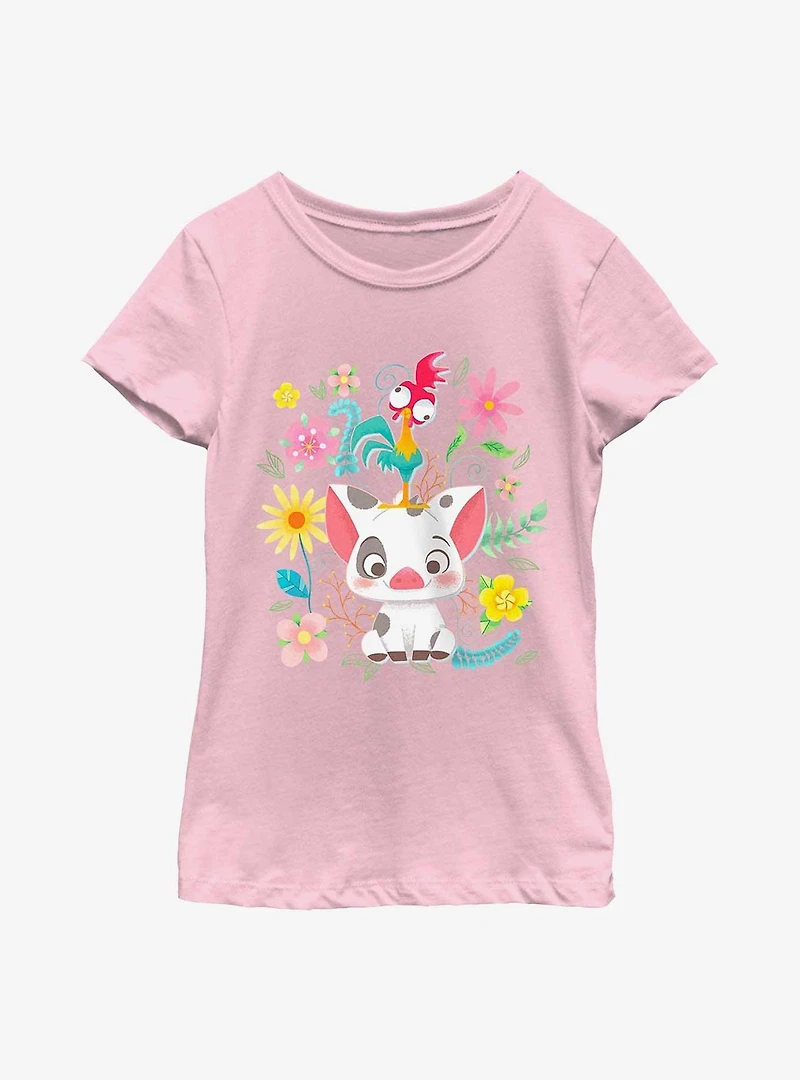 Disney Moana Floral Scatter Youth Girls T-Shirt