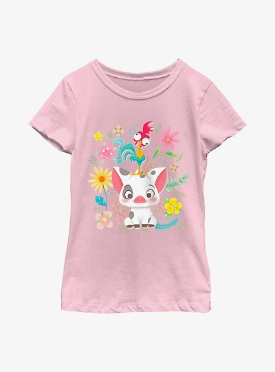 Disney Moana Floral Scatter Youth Girls T-Shirt
