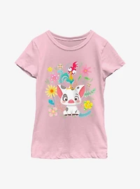 Disney Moana Floral Scatter Youth Girls T-Shirt