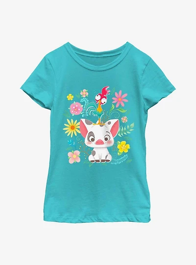 Disney Moana Floral Scatter Youth Girls T-Shirt