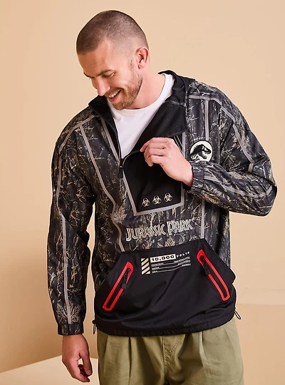 Jurassic Park Logo Quarter Zip Windbreaker Jacket — BoxLunch Exclusive