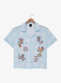 Disney The Aristocats Kittens & Instruments Woven Women's Plus Cropped Button-Up - BoxLunch Exclusive