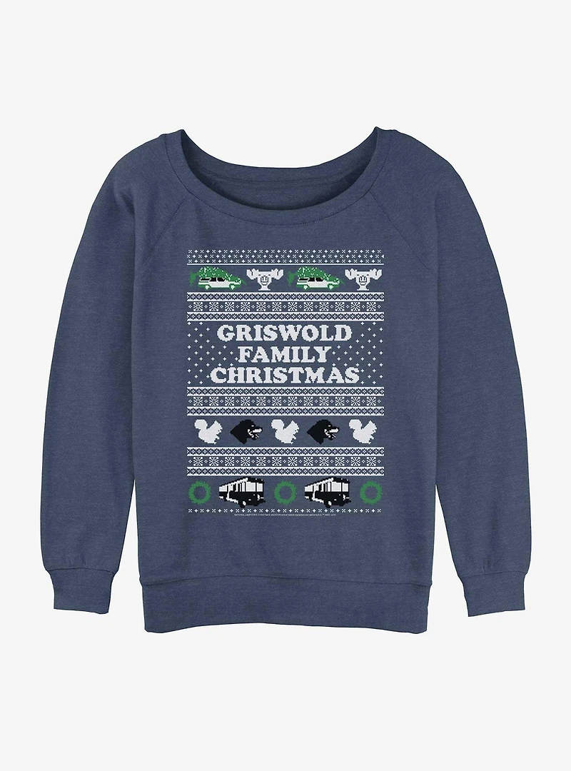 National Lampoon's Christmas Vacation Griswold Family Ugly Sweater Pattern Womens Slouchy Sweatshirt
