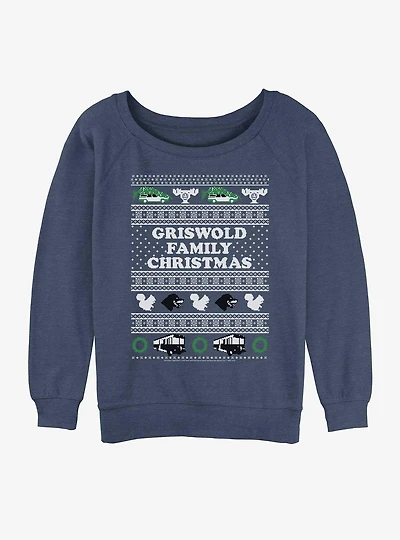 National Lampoon's Christmas Vacation Griswold Family Ugly Sweater Pattern Womens Slouchy Sweatshirt