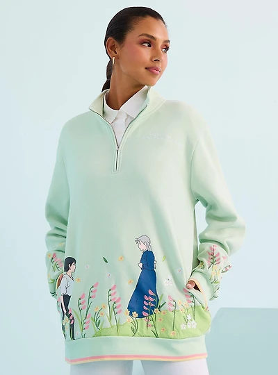Studio Ghibli® Howl's Moving Castle Howl & Sophie Meadow Scene Quarter Zip Crewneck - BoxLunch Exclusive