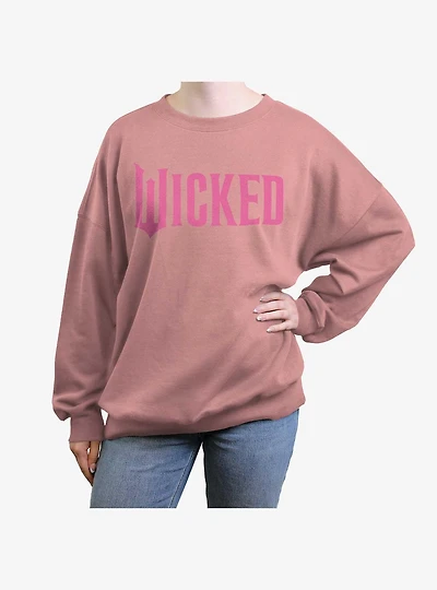 Wicked Simply Pink Logo Womens Oversized Sweatshirt
