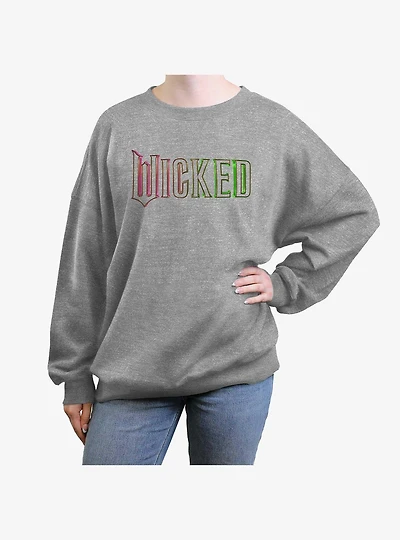 Wicked Green And Pink Logo Womens Oversized Sweatshirt