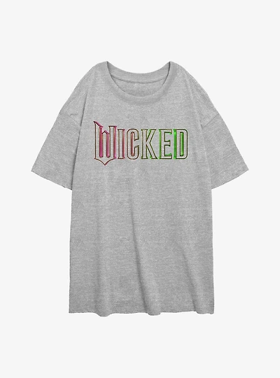 Wicked Green And Pink Logo Womens Oversized T-Shirt