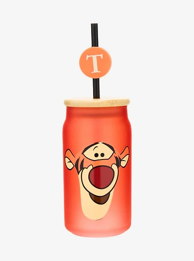 Disney Winnie the Pooh Tigger Face Glass Cup with Straw - BoxLunch Exclusive