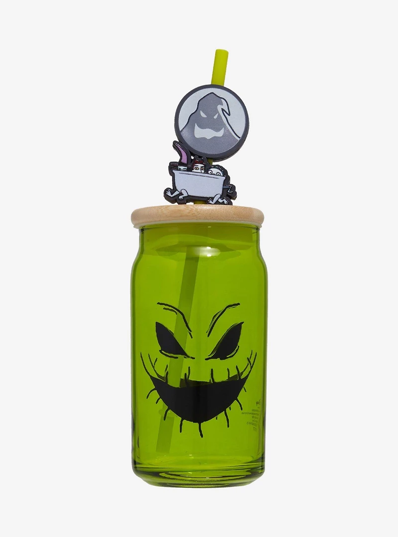 Disney The Nightmare Before Christmas Oogie Boogie Glass With Straw Charm — BoxLunch Exclusive