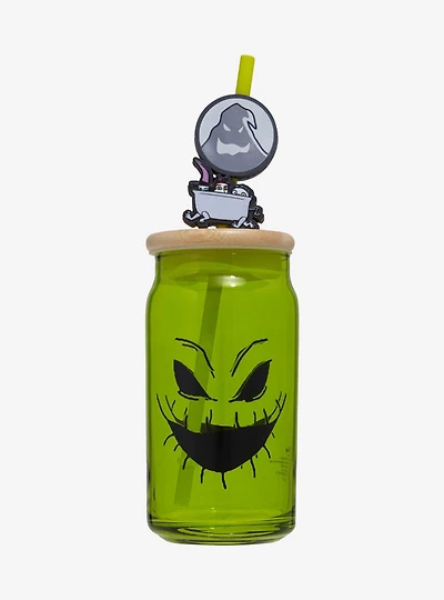 Disney The Nightmare Before Christmas Oogie Boogie Glass With Straw Charm — BoxLunch Exclusive
